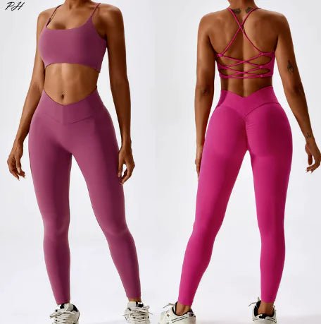 Back Striped Design Sports Yoga Suit - Musttbuy