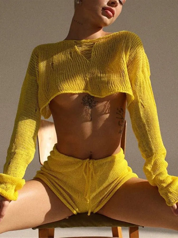 Beach Crop Top and Shorts Set - Musttbuy