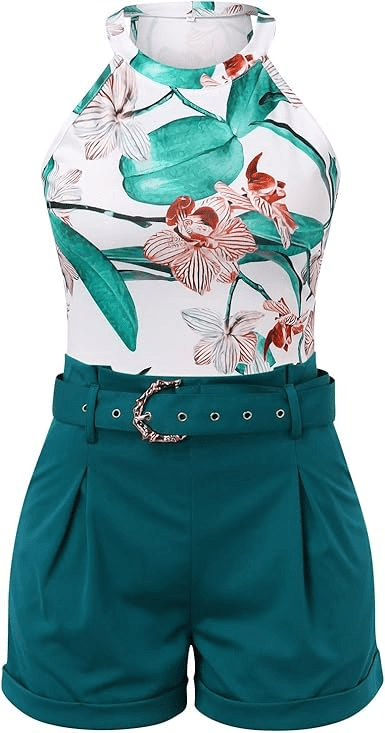 Beach Suit Slim Short Top Shorts Print Casual - Musttbuy