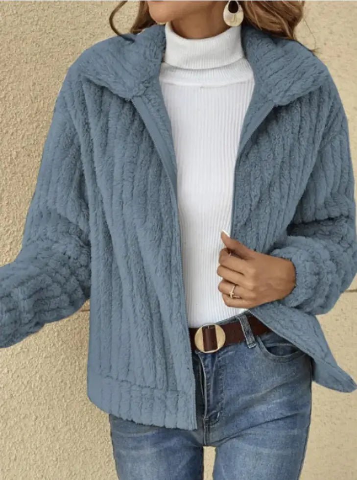 Cozy Fleece Lapel Cropped Jacket - Musttbuy