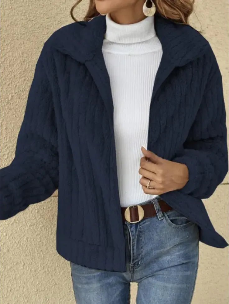 Cozy Fleece Lapel Cropped Jacket - Musttbuy
