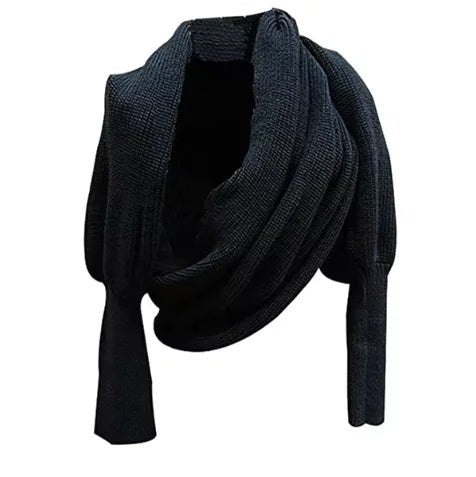 Cozy Knit Wool Scarf Shawl with Sleeves - Musttbuy