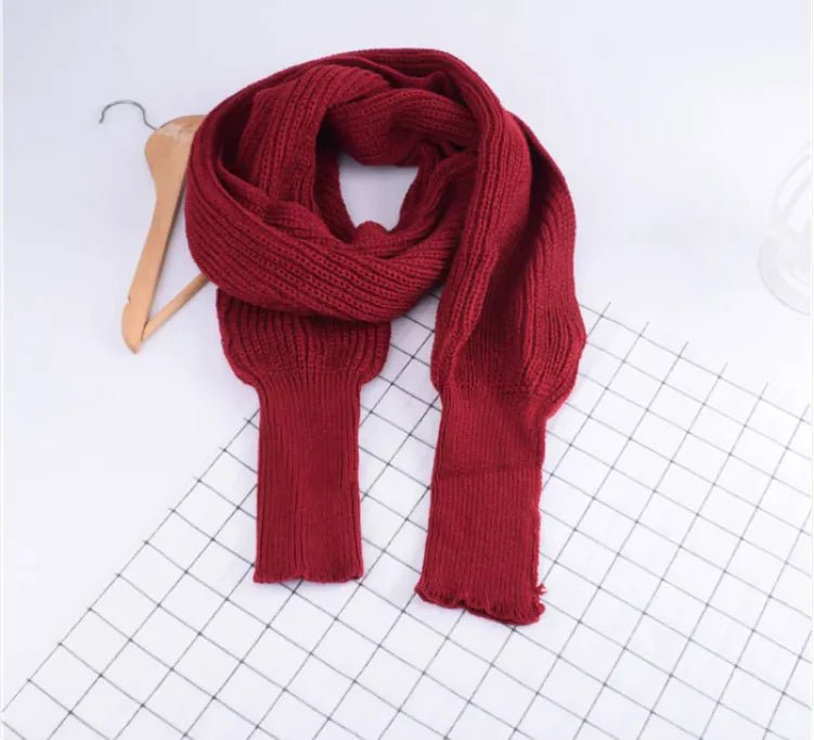 Cozy Knit Wool Scarf Shawl with Sleeves - Musttbuy