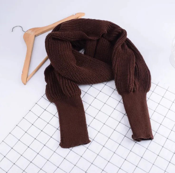 Cozy Knit Wool Scarf Shawl with Sleeves - Musttbuy