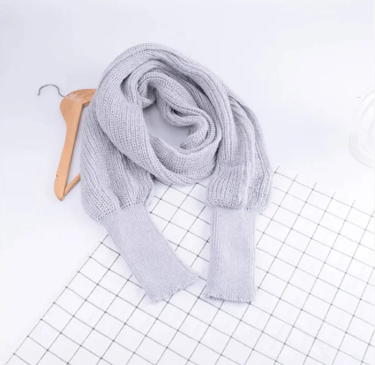 Cozy Knit Wool Scarf Shawl with Sleeves - Musttbuy