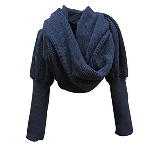Cozy Knit Wool Scarf Shawl with Sleeves - Musttbuy