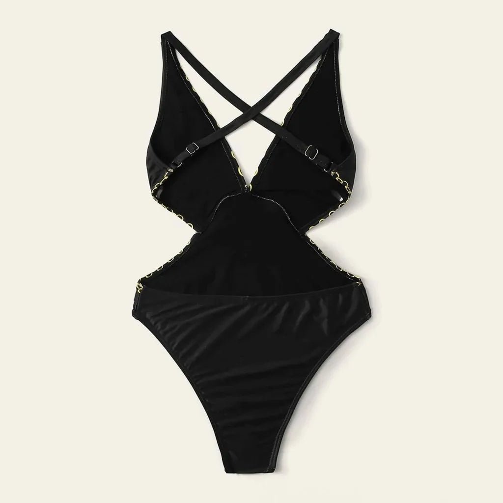 Criss Cross print Monokini Swimsuit - Musttbuy