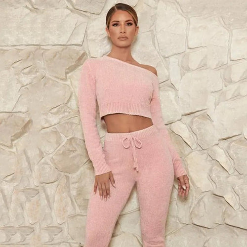 Cropped Sweater And Pants Set - Musttbuy