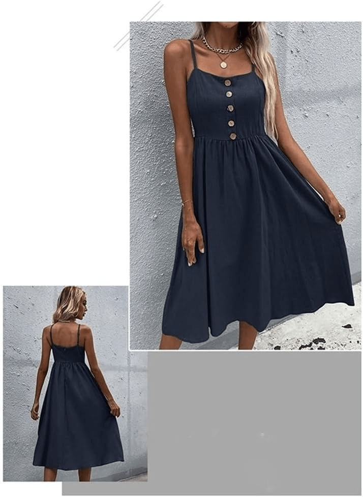Elowen Button Linen Dress - Musttbuy