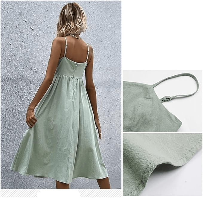 Elowen Button Linen Dress - Musttbuy