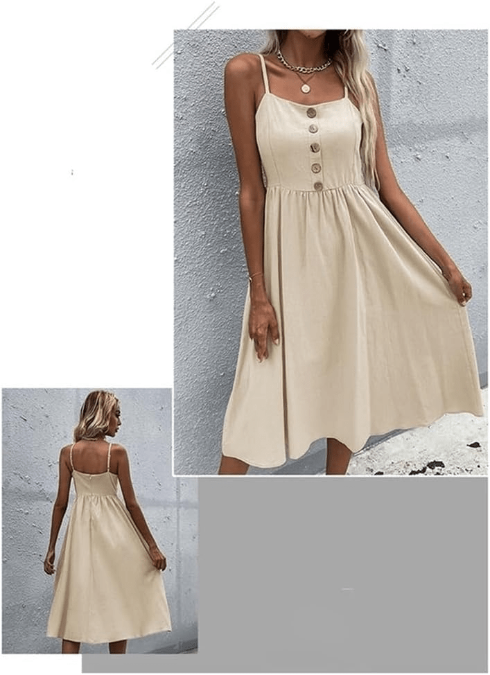 Elowen Button Linen Dress - Musttbuy