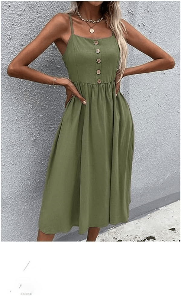 Elowen Button Linen Dress - Musttbuy