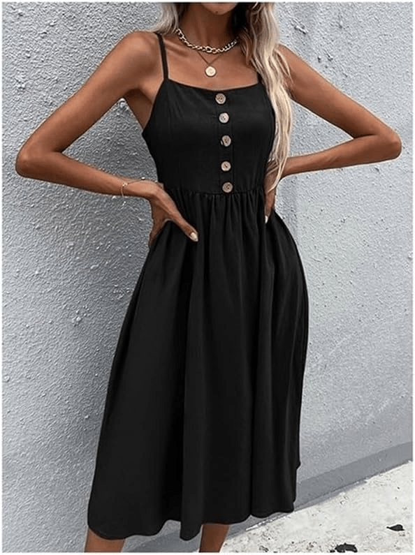 Elowen Button Linen Dress - Musttbuy