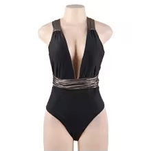 Halter Plunge Embellished Swimsuit - Musttbuy