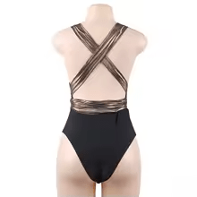 Halter Plunge Embellished Swimsuit - Musttbuy