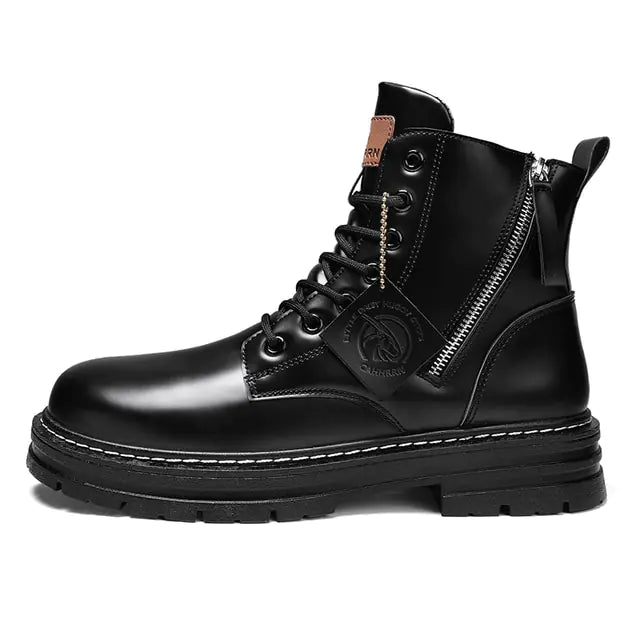 High Top Boots Men's Leather Shoes - Musttbuy