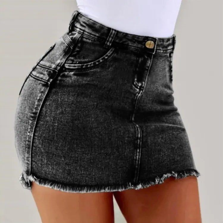 Jaya Fray Denim Skirt - Musttbuy