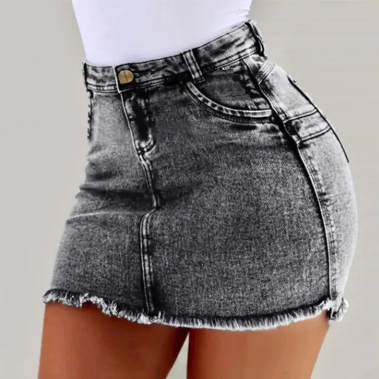 Jaya Fray Denim Skirt - Musttbuy