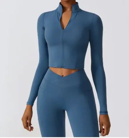 Long Sleeve Yoga Wear Coat with Zipper - Musttbuy