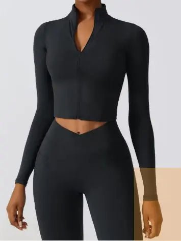 Long Sleeve Yoga Wear Coat with Zipper - Musttbuy