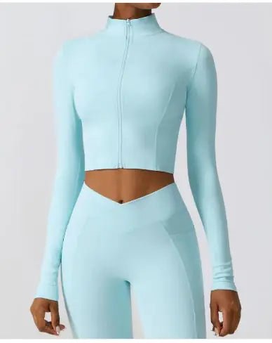 Long Sleeve Yoga Wear Coat with Zipper - Musttbuy