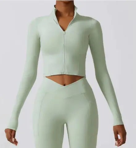 Long Sleeve Yoga Wear Coat with Zipper - Musttbuy