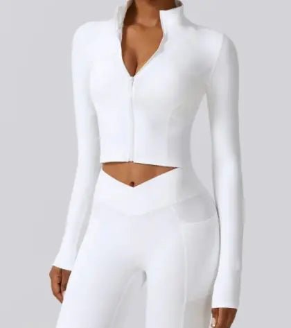 Long Sleeve Yoga Wear Coat with Zipper - Musttbuy