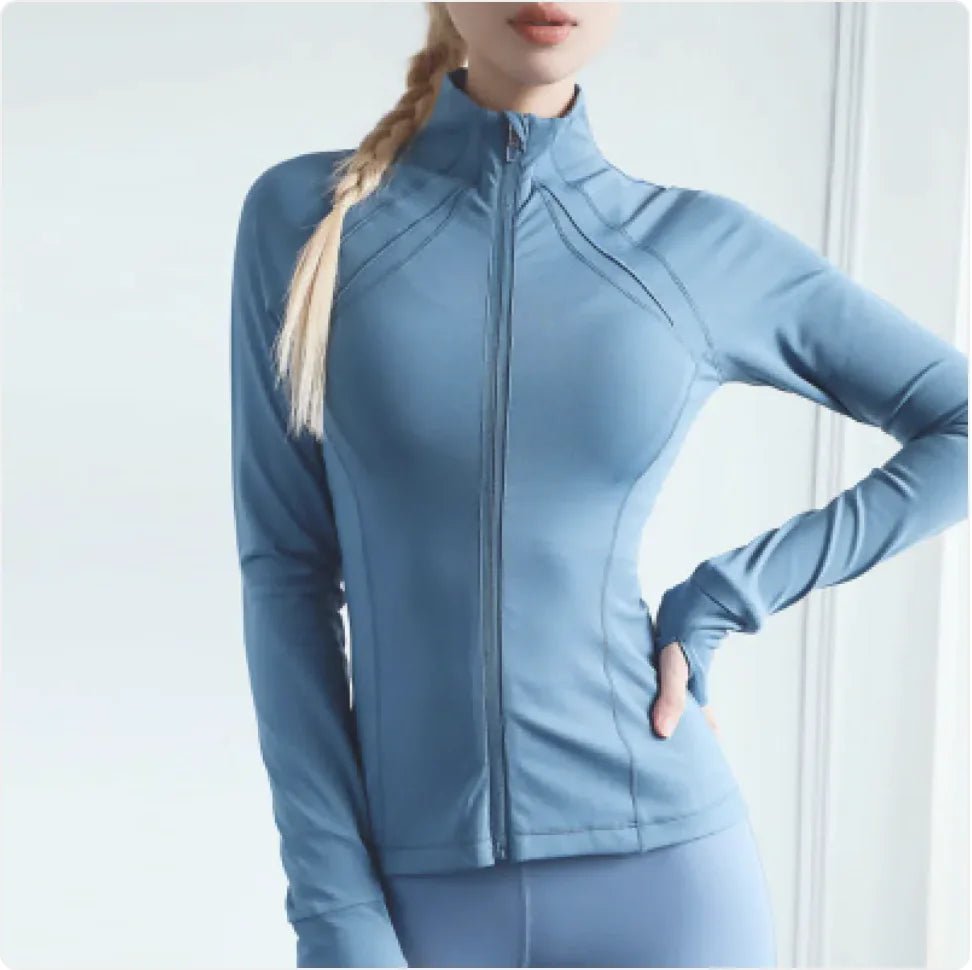 Long - Sleeve Zip - Up Fitted Top - Musttbuy