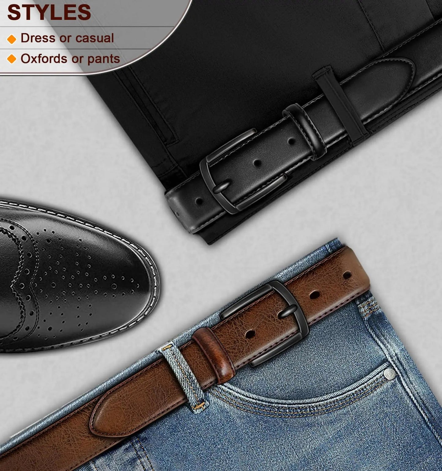 Men Belt 2Pack – Genuine Leather Belt - Musttbuy
