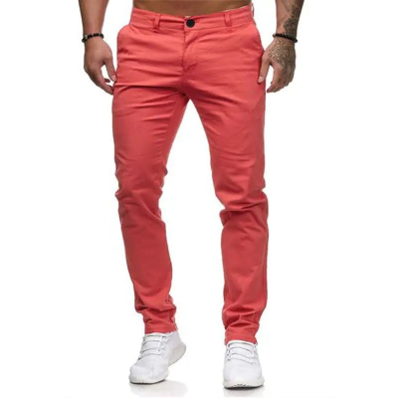 Men's Casual Slim Fit Solid Color Trousers - Musttbuy