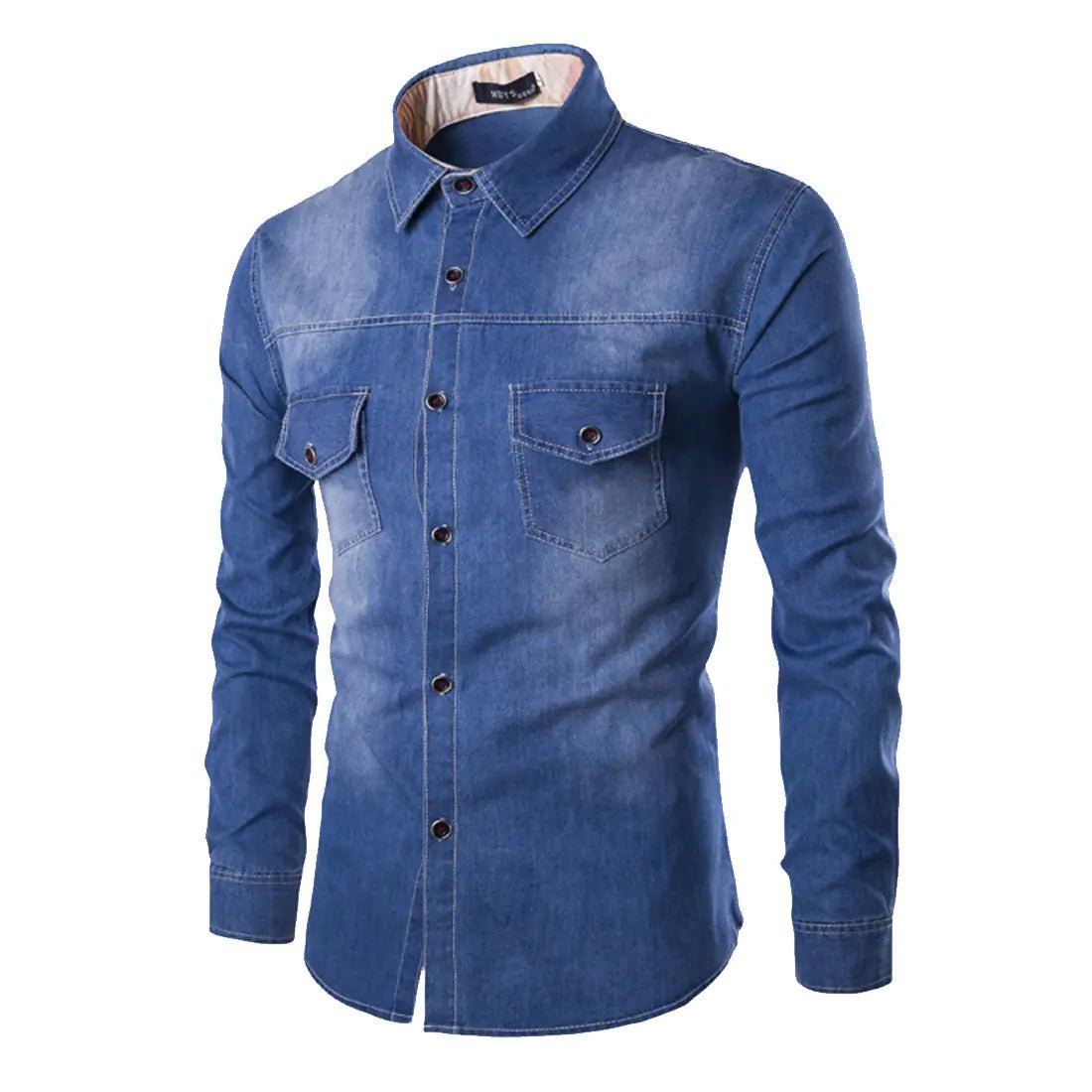 Men's Denim Shirt with Chest Pockets - Musttbuy
