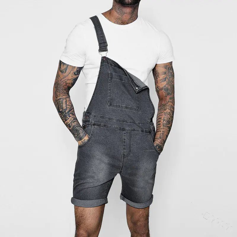 Men's Fashion Rolled - Up Bib Trousers Jumpsuit - Musttbuy