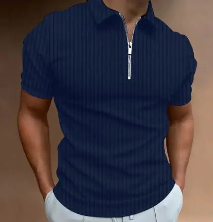Men's POLO Zipper Stripe T-shirt - Musttbuy
