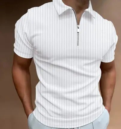 Men's POLO Zipper Stripe T-shirt - Musttbuy