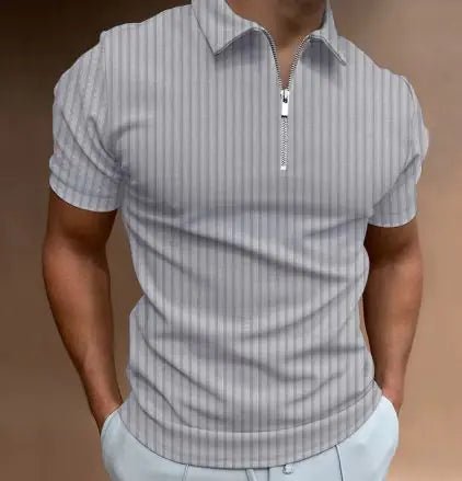 Men's POLO Zipper Stripe T-shirt - Musttbuy