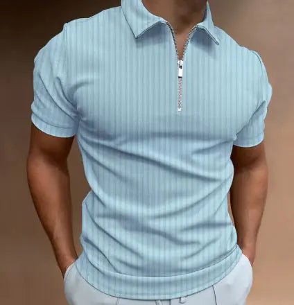 Men's POLO Zipper Stripe T-shirt - Musttbuy