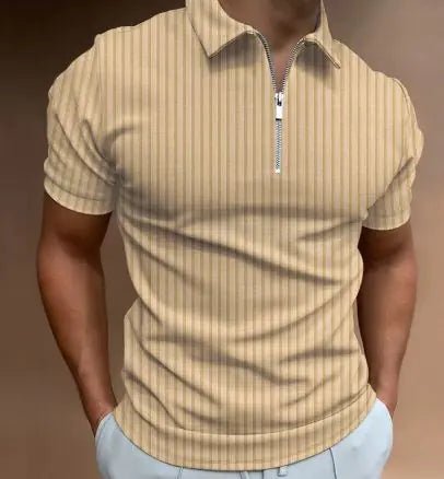 Men's POLO Zipper Stripe T-shirt - Musttbuy