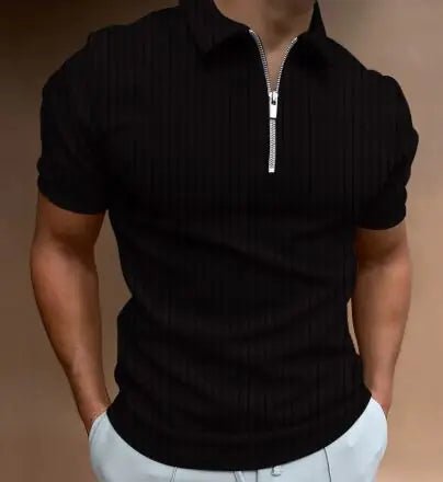 Men's POLO Zipper Stripe T-shirt - Musttbuy