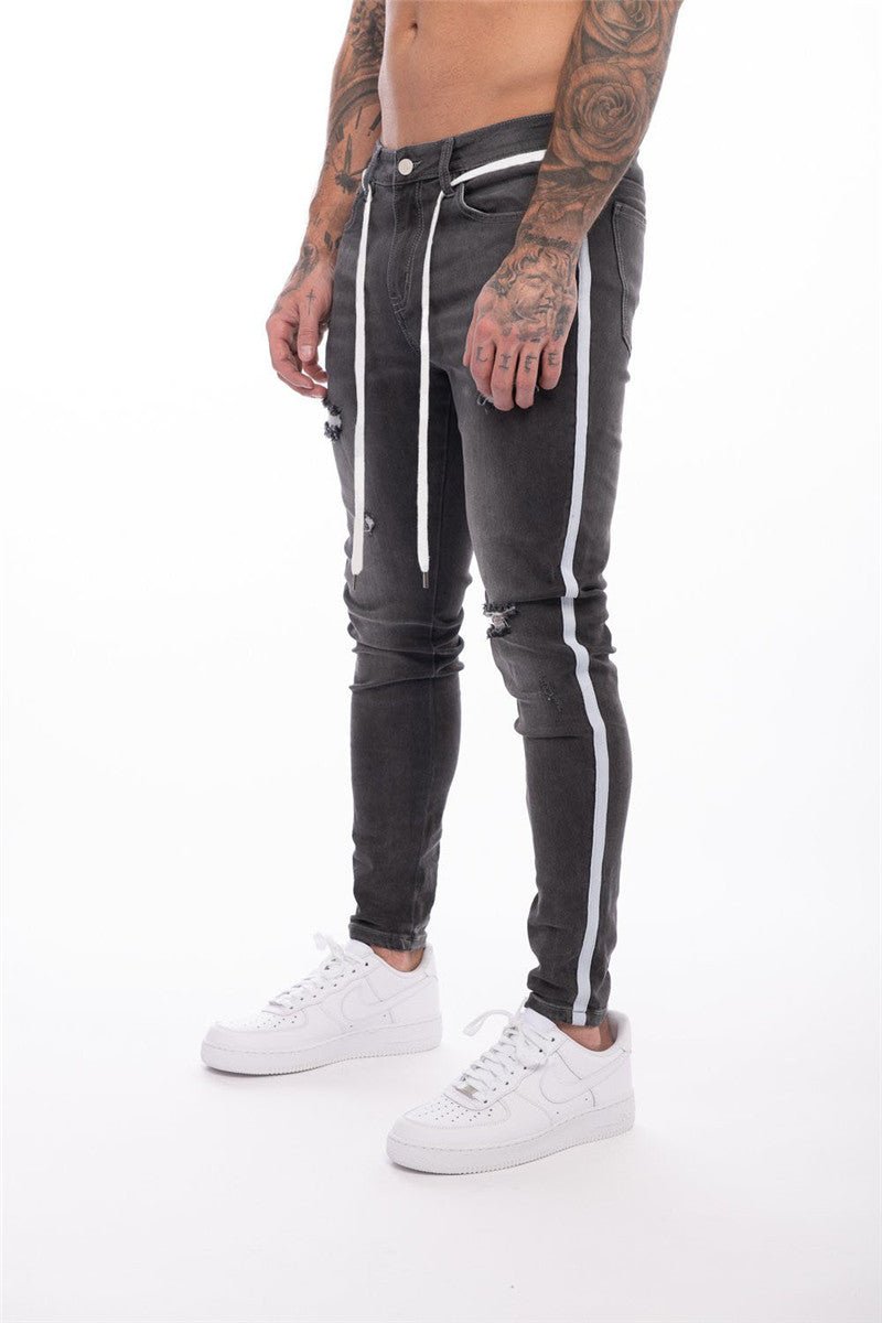 Men's Ripped Denim Trousers - Slim Fit Casual - Musttbuy