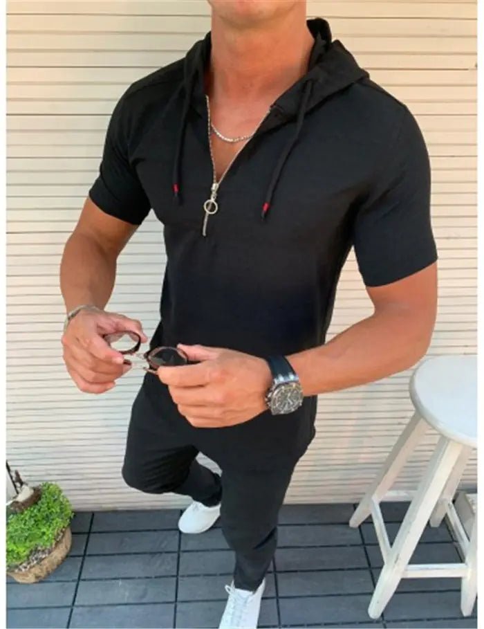 Men's Slim Fit Hoodie Tee Shirt with Zipper - Musttbuy