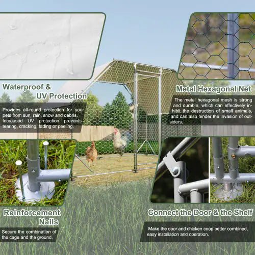 Metal Large Chicken Coop Walk - in Poultry Cage - Musttbuy