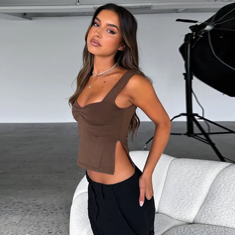 Navi Side - Slit Crop Top - Musttbuy