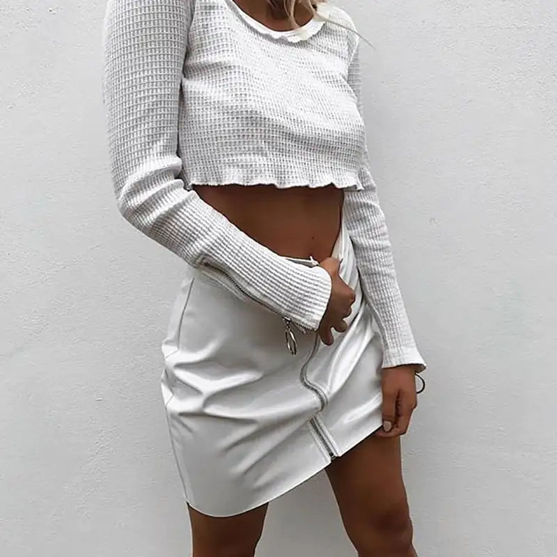 Nova Zip - Up Leather Skirt - Musttbuy