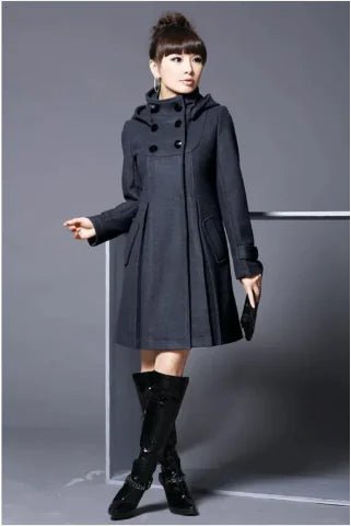 Overcoat hooded double breasted windbreaker - Musttbuy