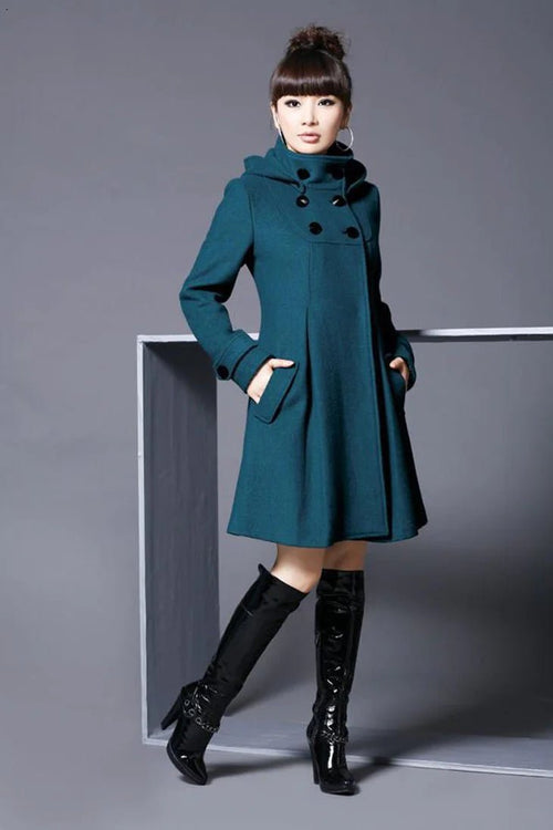 Overcoat hooded double breasted windbreaker - Musttbuy