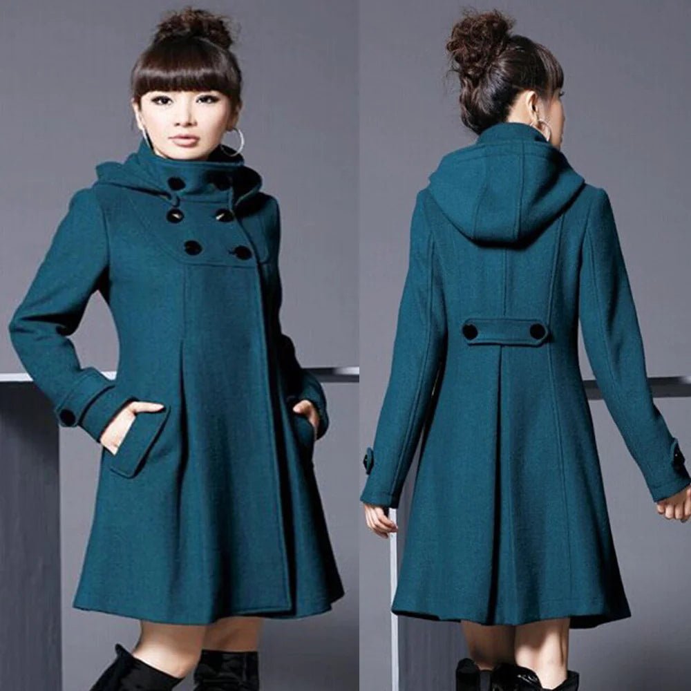 Overcoat hooded double breasted windbreaker - Musttbuy