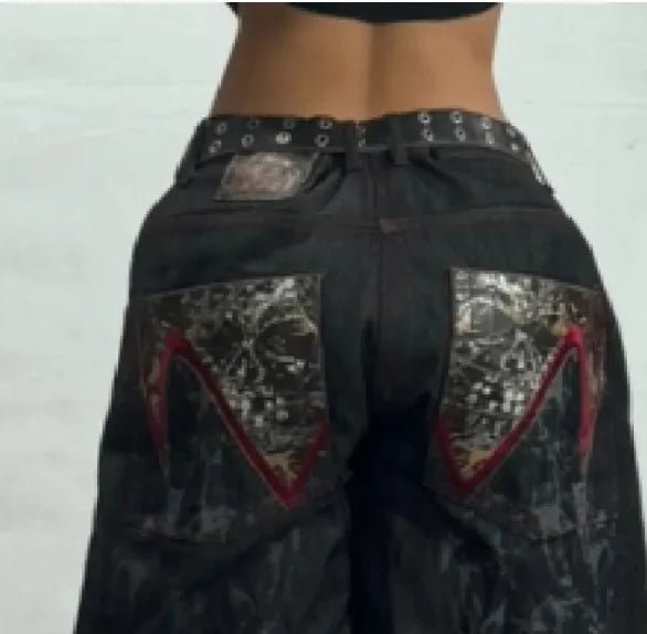 Patterned Flared Leg Jeans - Musttbuy