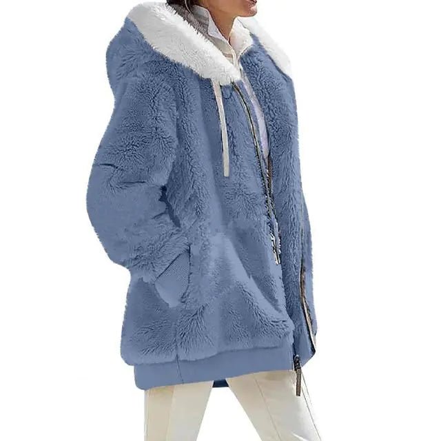 Plush Zipper Coat for Women - Plus Size, Warm and Furry with Long Sleeves - Musttbuy
