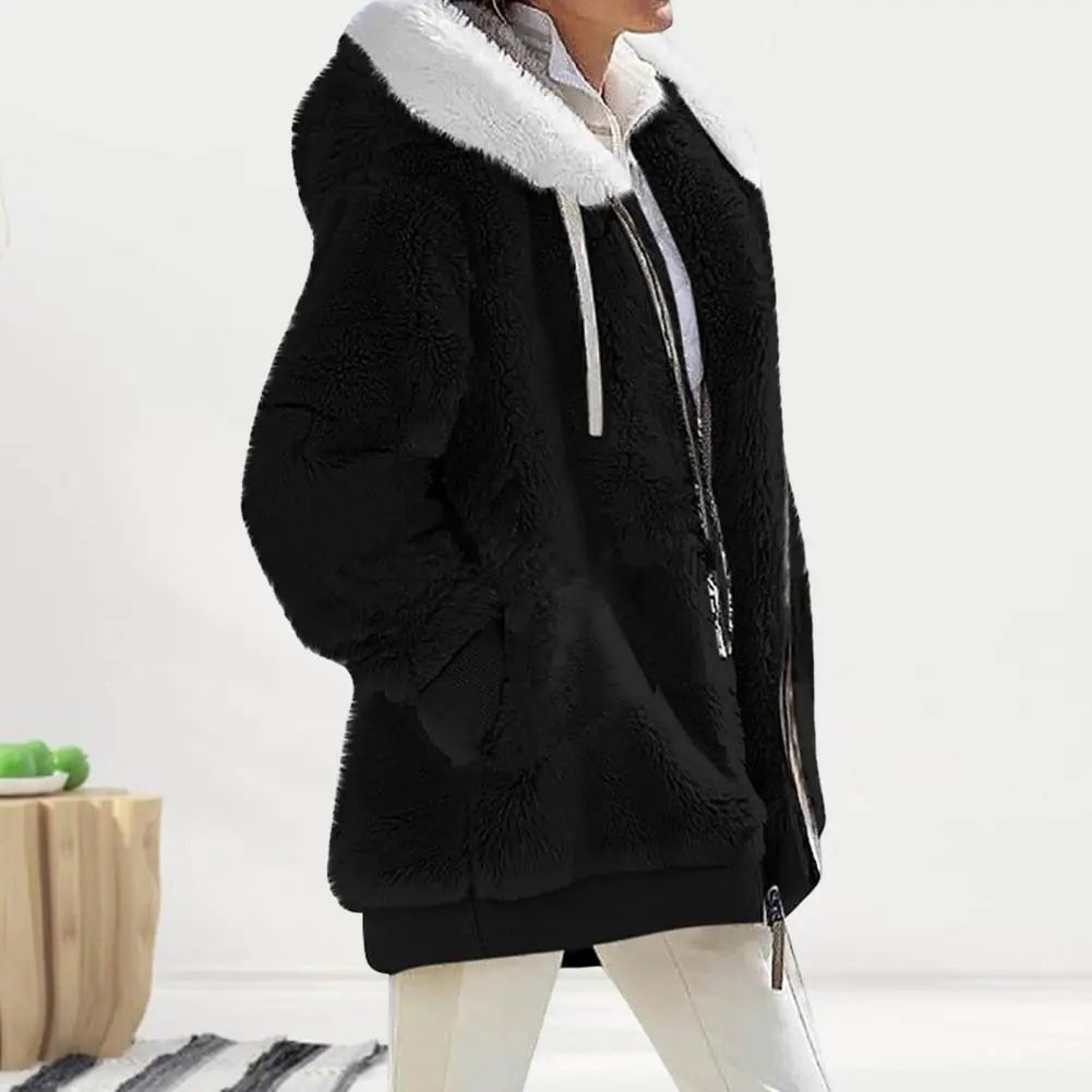 Plush Zipper Coat for Women - Plus Size, Warm and Furry with Long Sleeves - Musttbuy