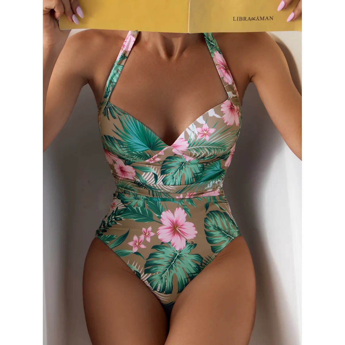 Printed Halter One - Piece Swimsuit - Musttbuy